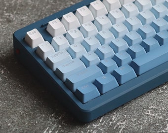 Blue Gradient Misty Fog Keycap Set Top Print Side Print (104) MX Switch OEM Profile PBT with Keycap Puller