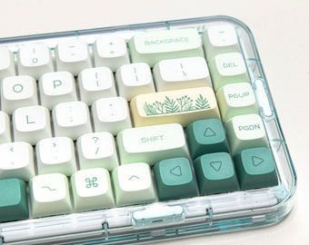 Botanical Fern Green Keycap Set Mechanical Keyboard (144) MX Switch XDA Profile PBT with Keycap Puller