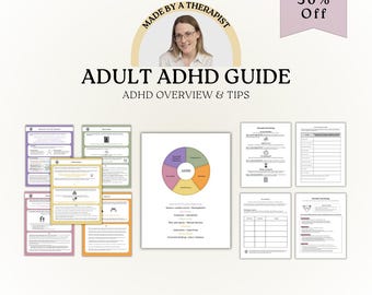 Erwachsene ADHS. Tipps bei Neurovielfalt. Aufmerksamkeits-Defizit-Hyperaktivitäts-Störung. Therapieaufsagen. Psychoedukative Arbeitsblätter.