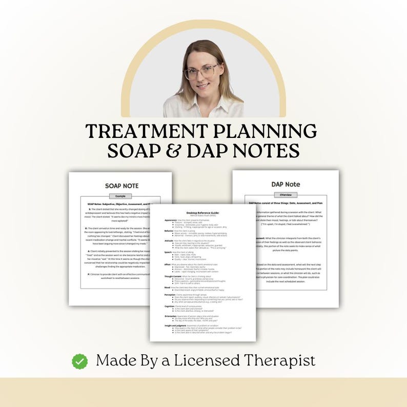 Therapiedocumentatie. SOAP- en DAP-opmerkingen. Ideeën voor behandelplan. Directe download pdf. afbeelding 1