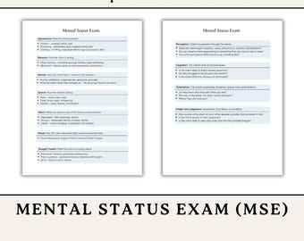 Mental Status Exam, Klinische Referenz, 2 Seiten