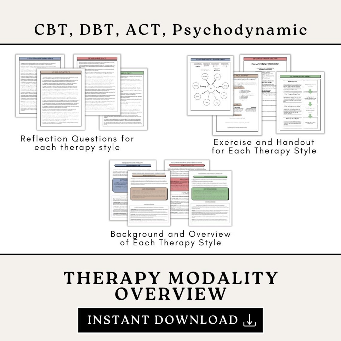 Therapy Modality Overview: CBT, DBT, ACT, Psychodynamic (digital ...