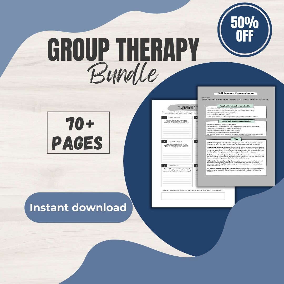 Group Therapy Worksheet Handout Bundle, 70 Pages of Worksheets - Etsy ...