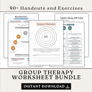 90+ Group Worksheets, Communication Skills, Addiction Recovery, Mental Health, CBT & DBT Printable Activities, Group Therapy Curriculum
