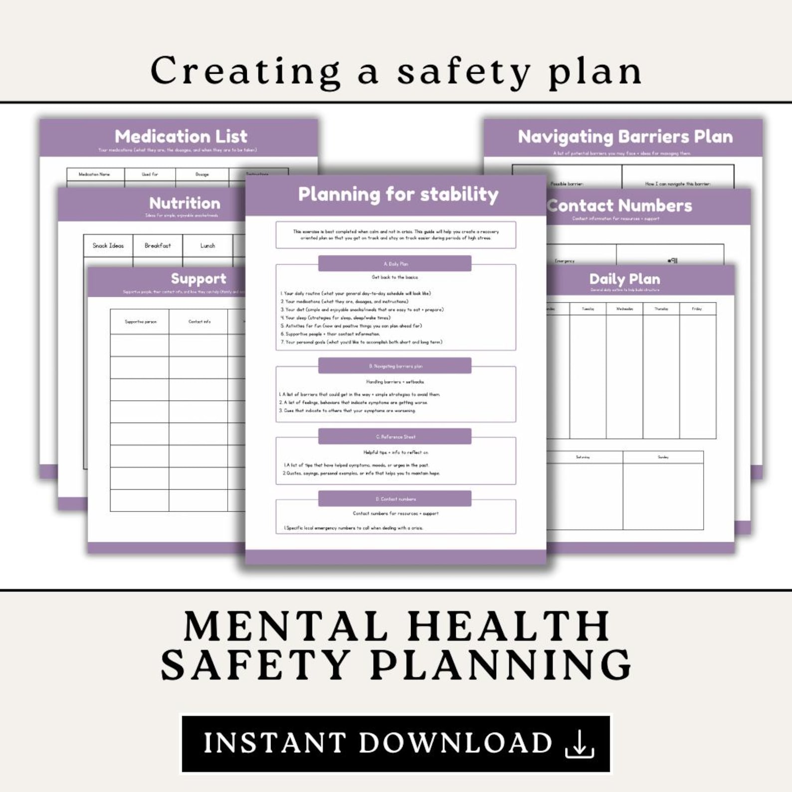 Safety Plan Guide Mental Health Safety Plan Guide: Crisis Intervention Worksheets ...