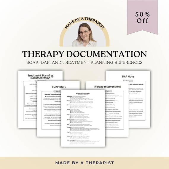Therapy Notes Documentation Guide: SOAP, DAP, Treatment Plan (Digital Download)