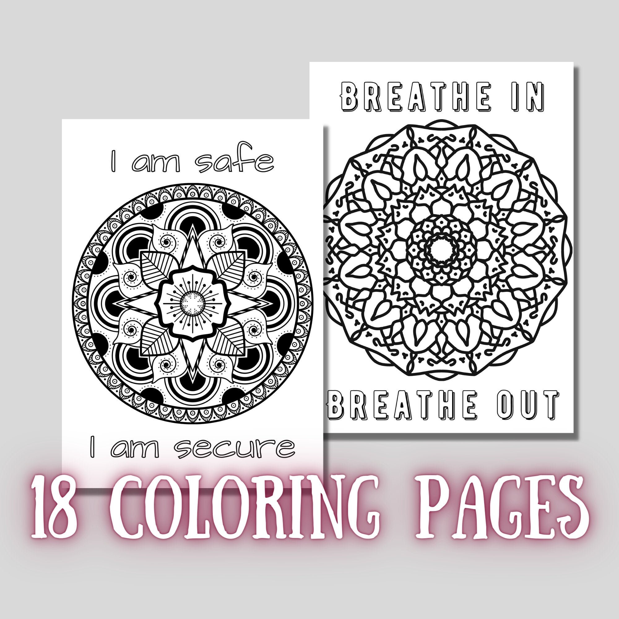 Adult Coloring Pages Mental Health Resources Mantras - Etsy