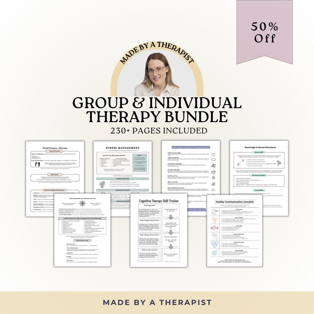 Ultimate Therapy Worksheet Bundle | Group and Individual Handout ...