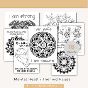 Adult Coloring Pages, Mental Health Theme - Etsy