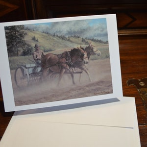 4 carte d'arte di semina nel ritaglio di copertina, biglietto di auguri, biglietto di appunti, biglietto d'arte, stazionario, biglietto bianco, pittura della squadra di muli