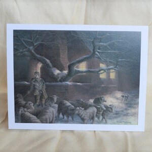 4 Art Cards of From Field to Fold, Greeting Cards, Original Art, Nocturne Art, Sheep Painting, Fine Art Card, Blank Card, Stationary