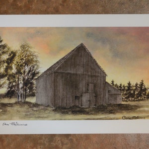 Boyer Barn, Giclee Print, Original Art, Watercolor Art Print, Whidbey Island Art, Landscape Painting, Farm Painting