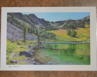 William’s Lake, Cascade Mountains, Art de la faune, Peinture de montagne, Art original, Peinture de nature sauvage, Gravure d’art, Clara McGinnis