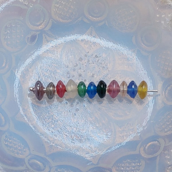 50 Mixed Transparent Luster Rondelle Lampwork Beads, Cute and Small! Rainbow Colors