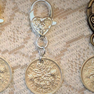 Lucky Authentic British Six Pence Shoe or Bouquet Charm, Giant Lobster Claw, 5 Colors to Choose From