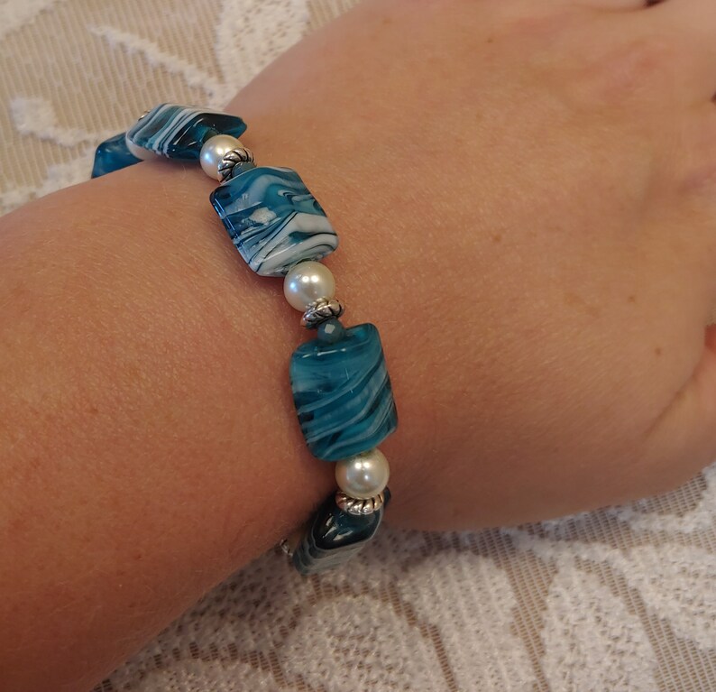 Caribbean Ocean Waves and Seafoam Lampwork Glass Glass Pearl - Etsy