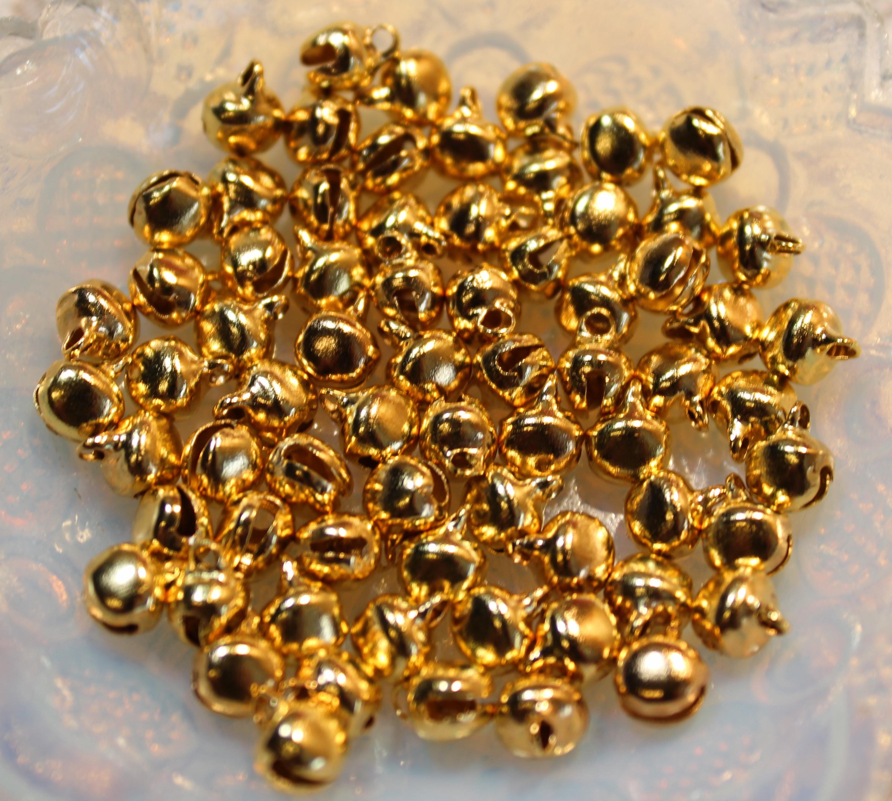 10ct Gold Jingle Bells or Sleigh Bell, Steel, Tiny 6mm Charms,…