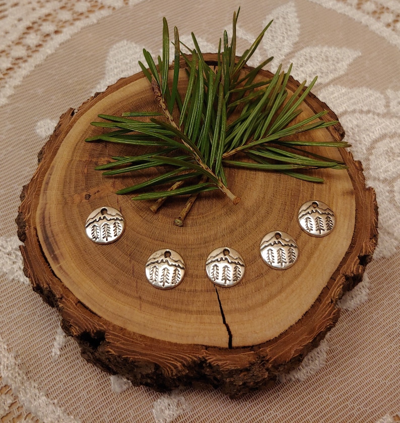 5 OR 10 Pack Little Trees and Mountain Vista Silver Tone Charms