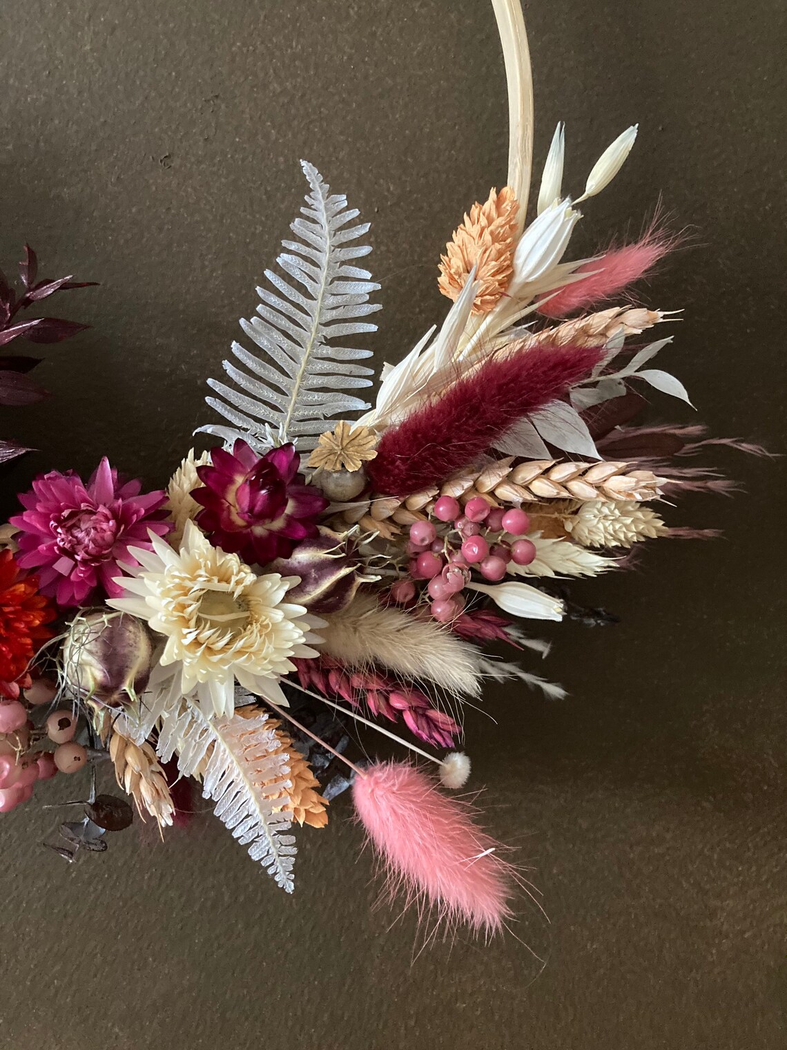 20cm Dried flower boho bamboo hoop wreath boho spring summer Etsy