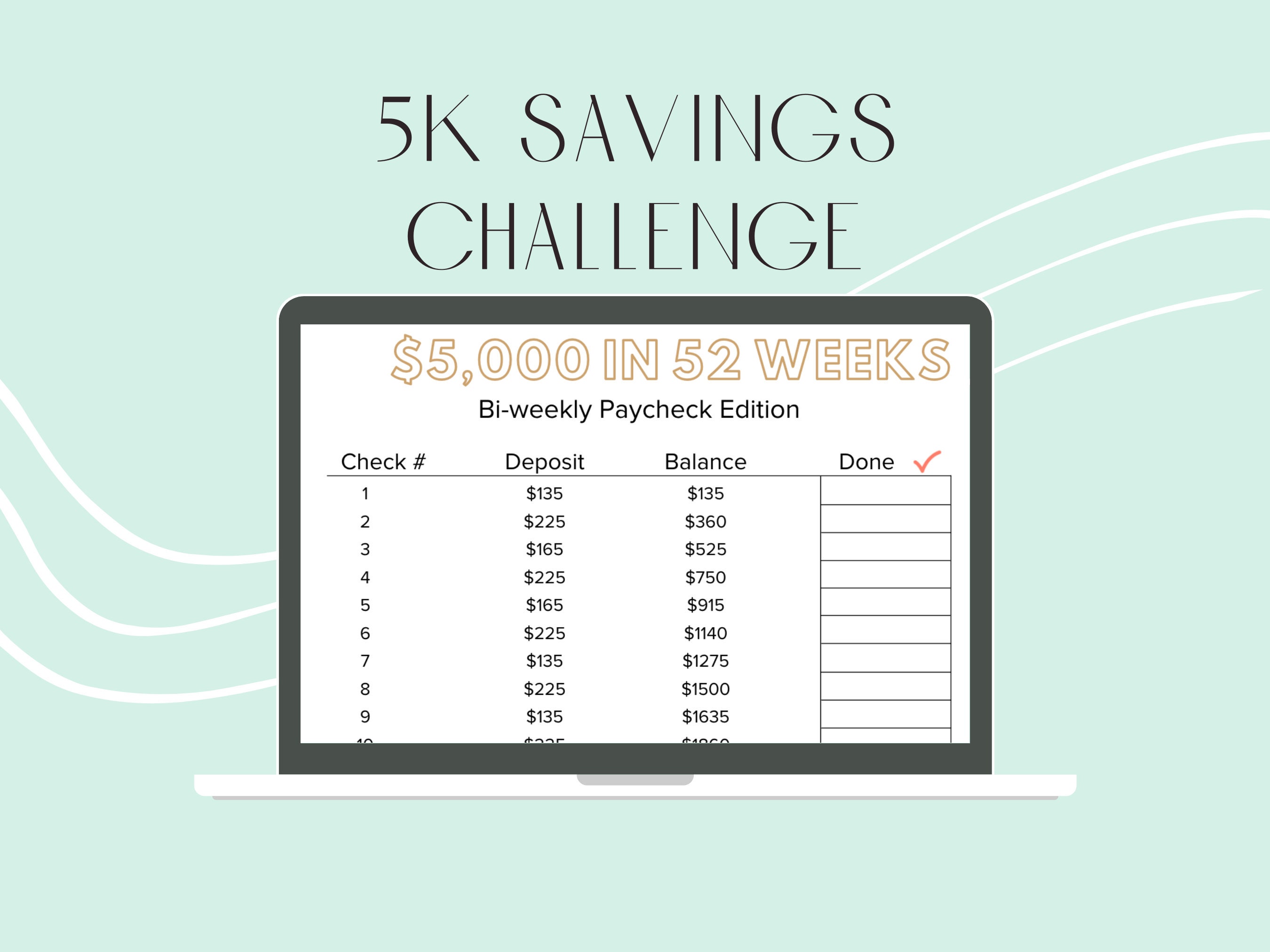 5k Savings Tracking Printable Money Saving Tracker Etsy