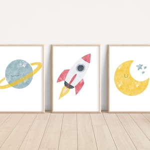 Neutral space nursery print set, Gender neutral baby art, Nursery printable set, Nursery wall art, Nursery prints, DIGITAL DOWNLOAD