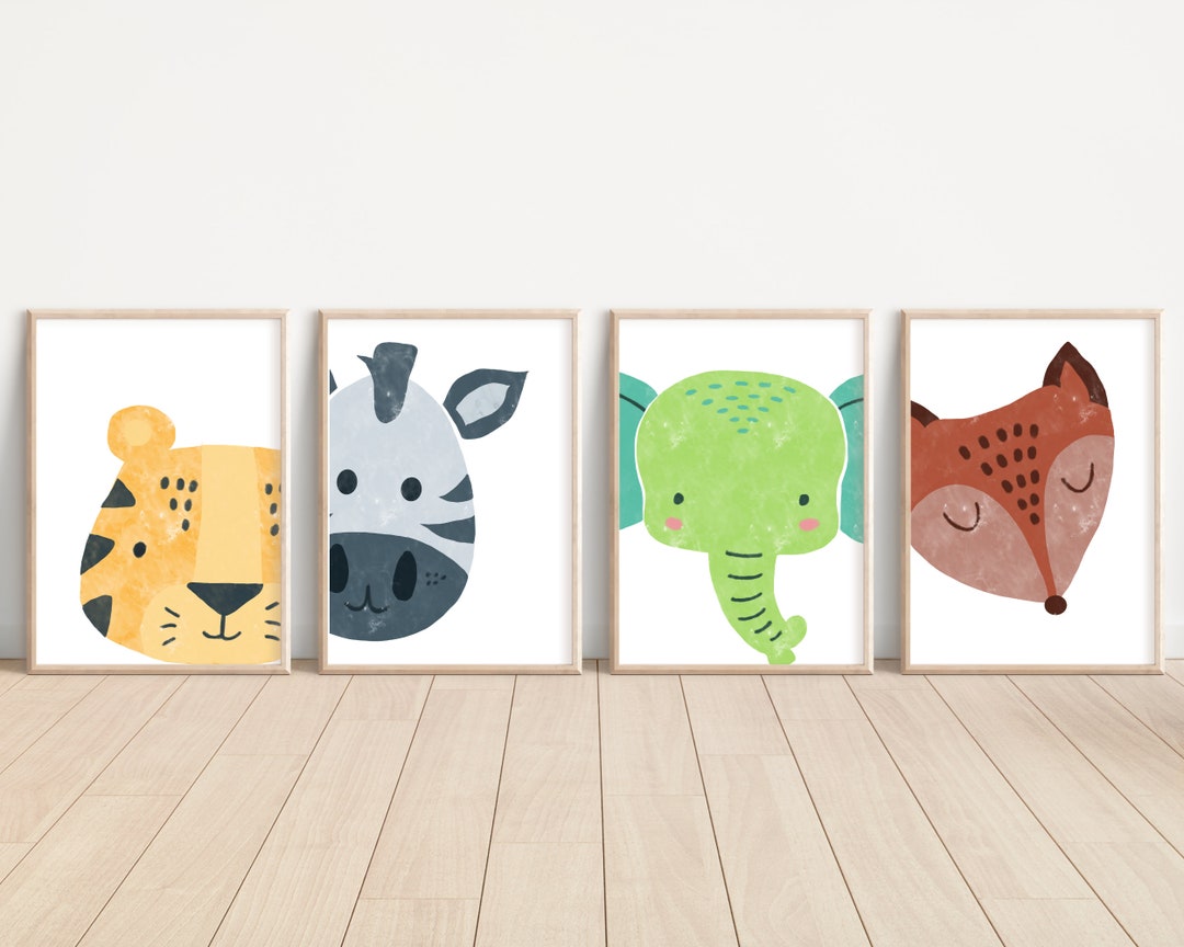 Set of Eight Nursery Animals Printable Wall Art, Baby Room Prints Set ...