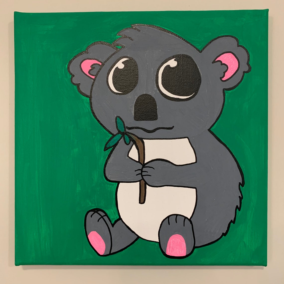 Hand painted canvas cartoon animal wall art Etsy
