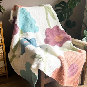 Pastel Meadows Throw Crochet Pattern