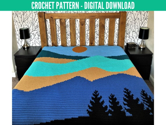 Big Mountains Crochet Graphgan Blanket Pattern Etsy UK