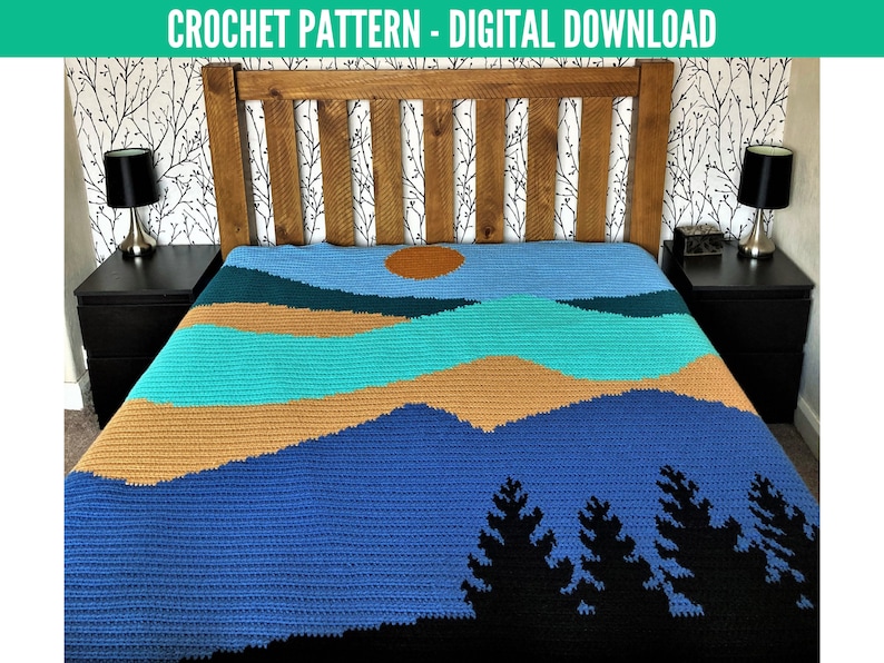 Big Mountains Crochet Graphgan Blanket Pattern image 1