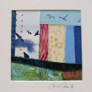 PATCHY - patchwork collage,textile collage,fabric collage,textile art,patchwork picture,quilt,patchwork,maritime,seagulls,wall decoration