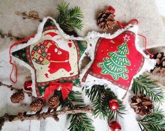 Fabric stars XL, stars for hanging, with plush back, Christmas decoration, Christmas tree decorations, Scandi, children's room