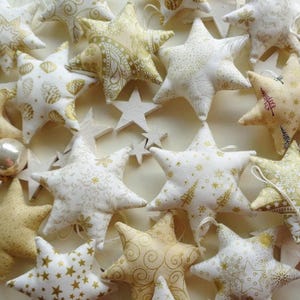 Fabric stars,several variations, fabric stars to hang up, decoration, children&#39;s room,gold,cream, beige, natural, gold, Christmas decoration