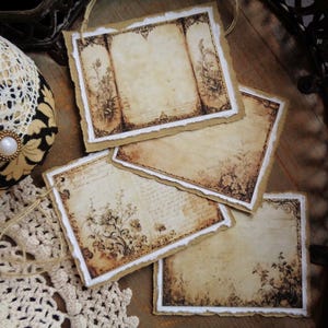 Étiquettes décoratives shabby chic, étiquettes cadeaux en papier faites main, autocollants, nostalgie, mariage, brocante