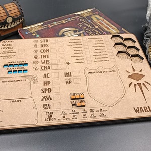 DnD WARLOCK Class Character Tracker, Character Sheet, Spell Slots, Abilities with Dice Slots. Dungeons and Dragons Gift.