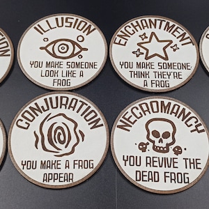 Dungeons and Dragons Inspired Wood Coasters - Set of 8 Schools of Magic in DnD