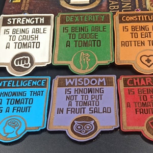 Dungeons and Dragons Wooden Coasters - Dnd Inspired Wood Coasters:  Dnd Abilities Explained with Tomato.