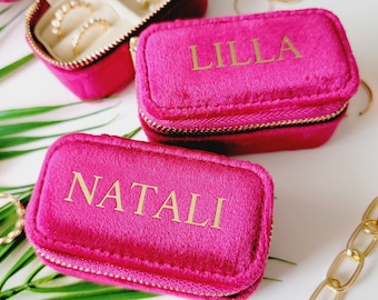 Personalized Velvet Travel Jewelry Case | Constellation Gift for Her