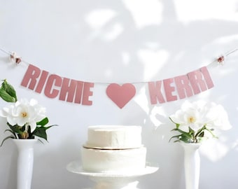Custom Name Engagement Banner: Gold Glitter Party Decor