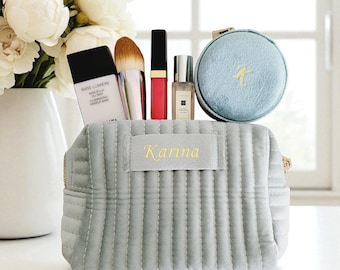 Personalized Velvet Makeup Bag & Jewelry Case Gift Set