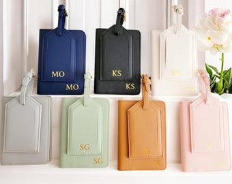 Personalisierte Saffiano Leder Passetui und Gepäckanhänger Set, Flitterwochen Paar Set, Verlobungsgeschenk, Familienpaket