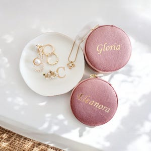 Weihnachten & Neujahr Urlaub Geschenk, Runde Italienisch Samt Reise Schmuck Etui, Perfekte Geschenk für Hochzeit, Beidesmaid, Holtiay, Mütter,Freunde