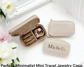 Personalized Velvet Travel Jewelry Case: Foil Monogram Gift