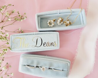 Pecfect Proposal Triple|Double|Single Rectangle Velvet Ring Box|Engagement|Wedding, |Anniversary|Personalized Monogram.