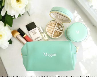 Personalized Travel Makeup Bag, Customized Cosmetic Clutch, Bridesmaid Bridal Shower Party Gift