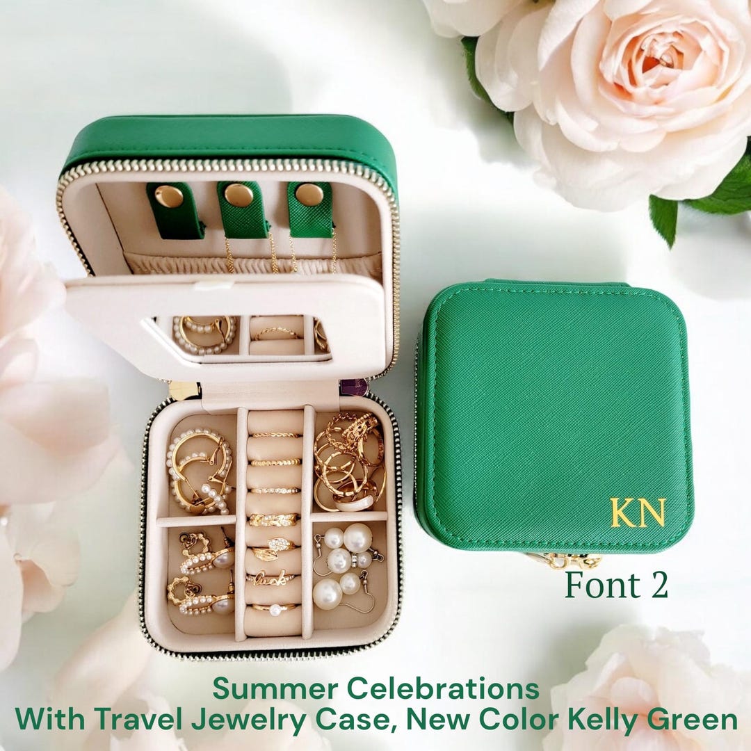 Personalized Classic Saffiano Leather Travel Jewelry Case | Monogram ...