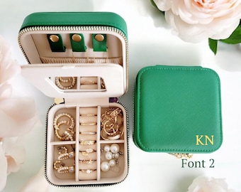 Personalized Classic Saffiano Leather Travel Jewelry Case | Monogram Gift, Spring Travel Essential, Sorority Gift, Mother’s Day Gift