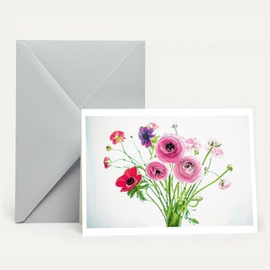 Ranunkel Anemonen Bouquet, Klappkarte, Blumenkarte, Blumenstrauß, Glückwunsch, Geschenkkarte, Gute Karten