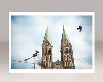 Bremen Cathedral, witch, postcards, New Year's Eve, New Year's Day, greeting cards, postcards, congratulations