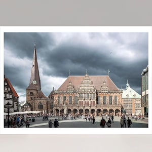Ayuntamiento de Bremen, plaza del mercado histórico, postales, postales, tarjetas de felicitación, postales fotográficas, buenas tarjetas